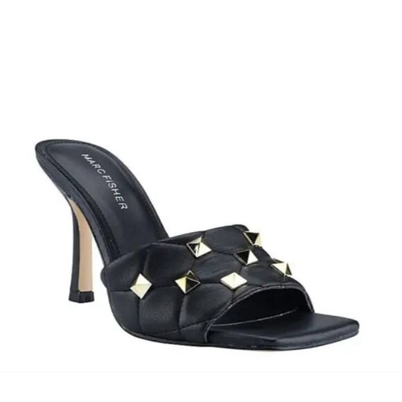 MARC FISHER Womens NEW Dacorin Gold Stud Embellished Slide Heels Sandals Size 9 - Picture 2 of 9